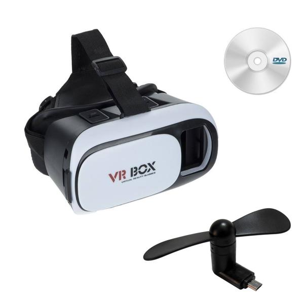 هدست واقعیت مجازی وی آر باکس مدل VR Box به همراه DVD نرم افزار و پنکه همراه microUSB