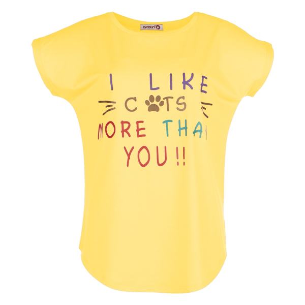تی شرت زنانه افراتین کد 2514 رنگ زرد