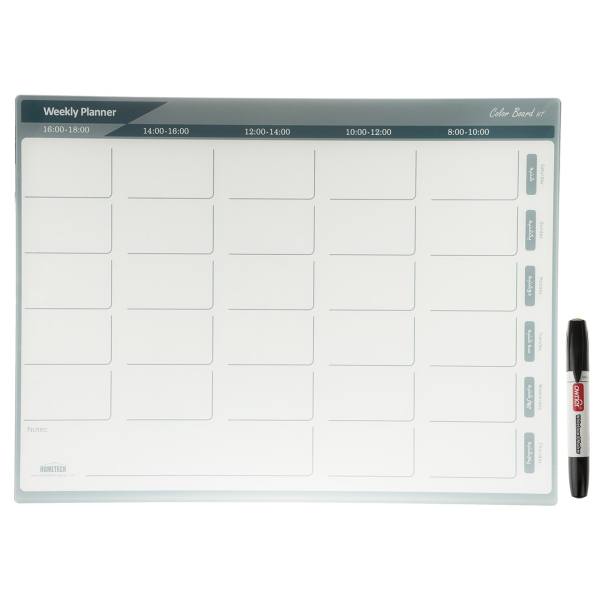 تخته وایت برد شیشه ای مغناطیسی هوم تک مدل Weekly Planner Board سایز 90 × 70 سانتی‌متر