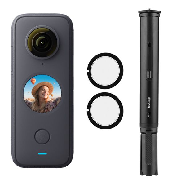 دوربین فیلم برداری اینستا 360 مدل ONE X2 به همراه منوپاد و پاوربانک و محافظ لنز