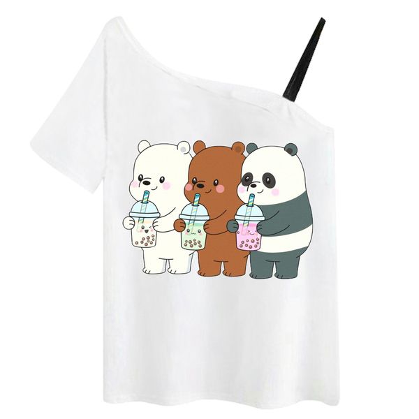 تی شرت آستین کوتاه زنانه مدل سه خرس و نوشیدنی