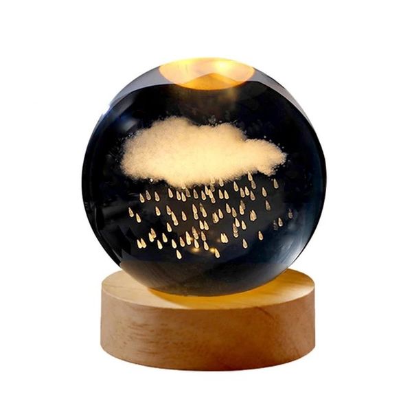 چراغ خواب طرح گوی کریستال مدل ابر و باران