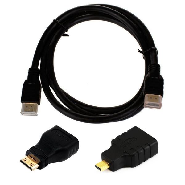 کابل HDMI به HDMI بلک مدل ALL in ONE طول 1.5 متر همراه مبدل MICRO HDMI و MINI HDMI 
