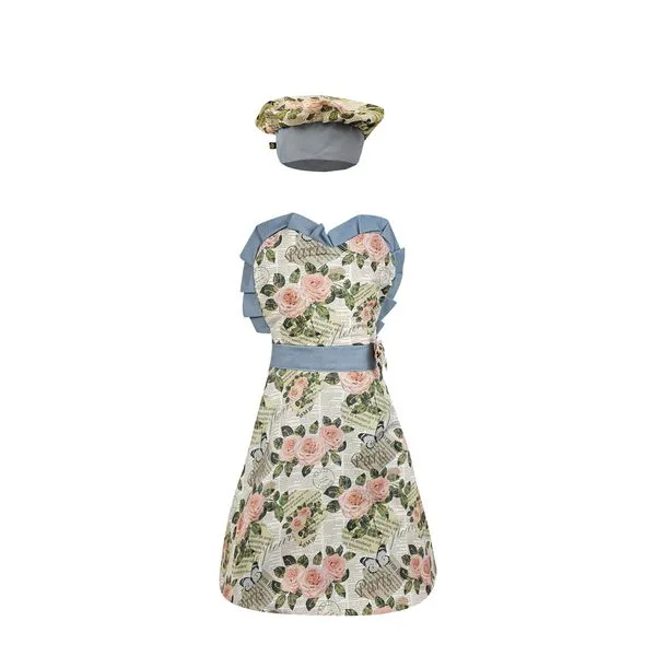 پیشبند آشپزخانه کودک سیی مدل گل عشق کد 1241.10 به همراه کلاه