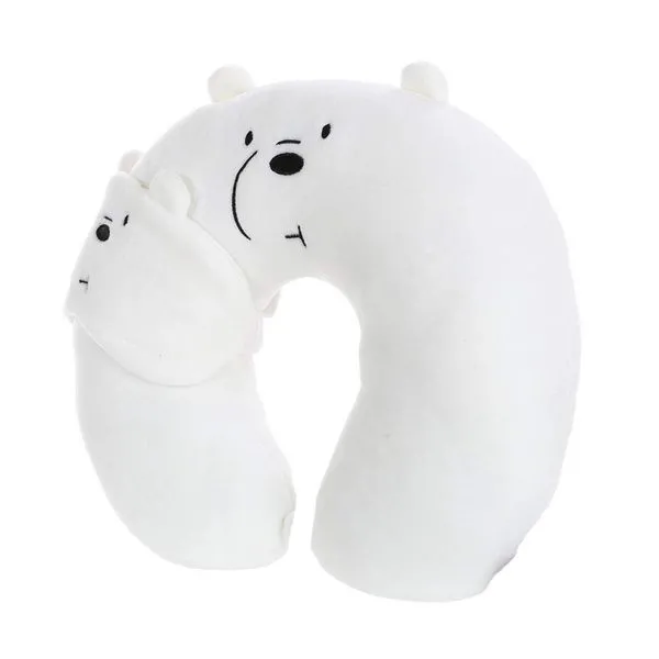 بالش دورگردنی طرح خرس کله فندقی مدل خرس قطبی کد JIMI110 بهمراه چشم بند