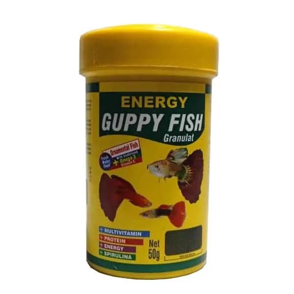 غذای ماهی انرژی مدل گوپی فیش گرانولت وزن 50 گرم