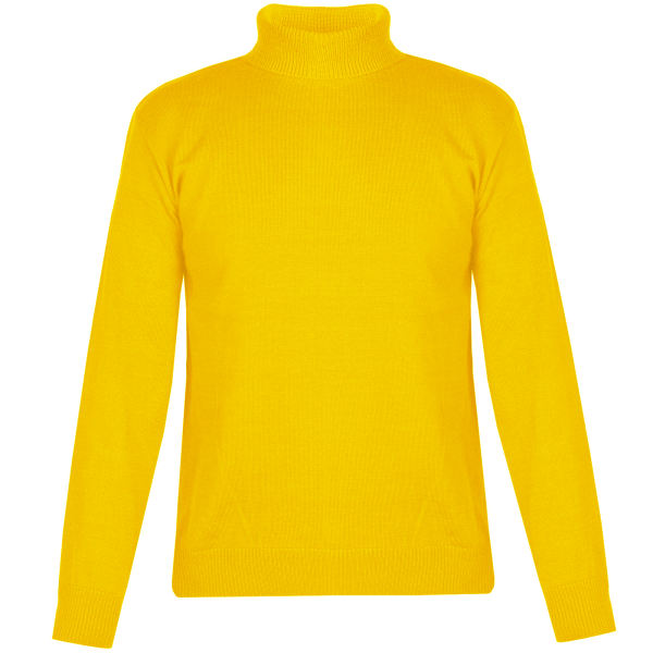 پلیور مردانه مدل بافت ساده یقه اسکی کد SKI-Z رنگ زرد